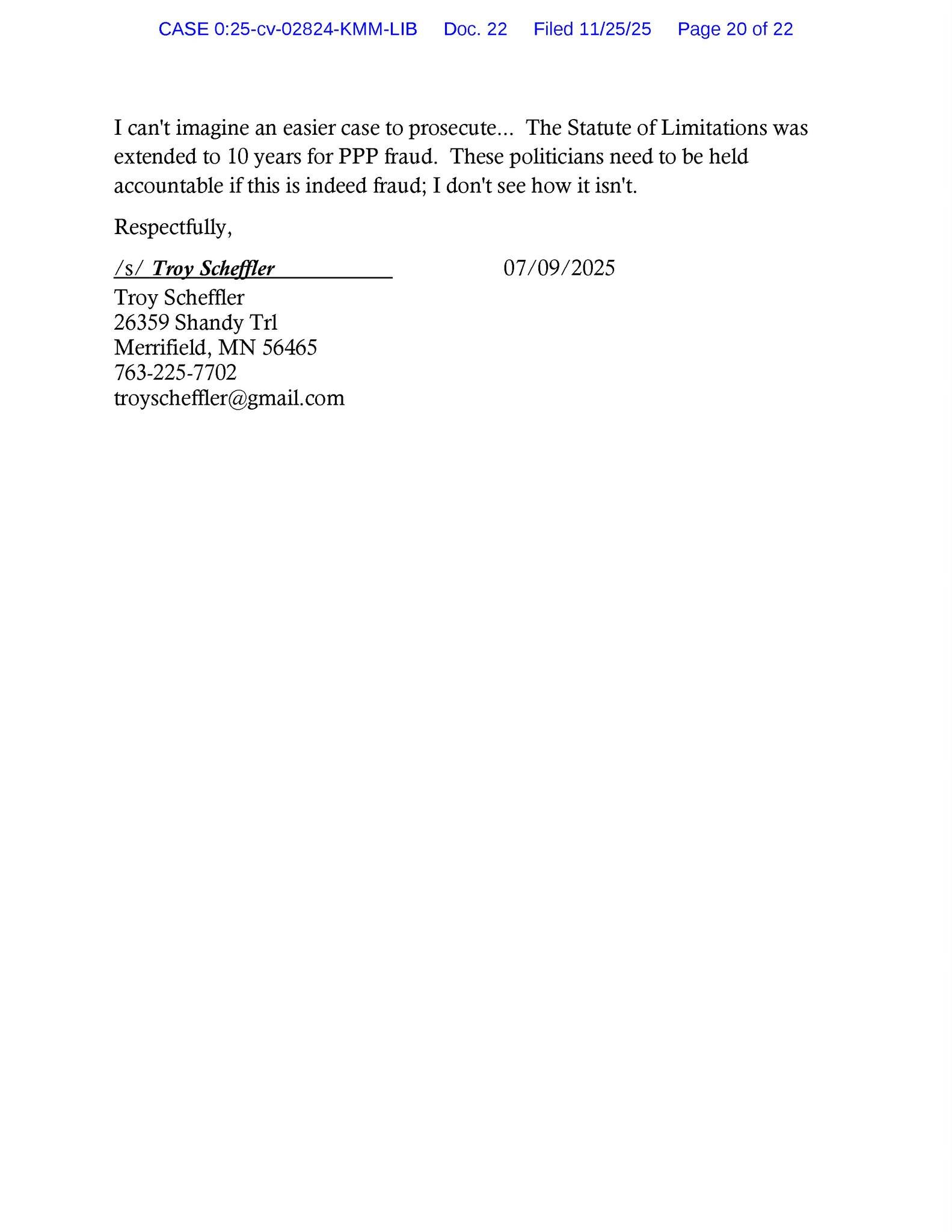 The documents describe a series of events and allegations related to suspected Paycheck Protection Program (PPP) fraud involving Minnesota State Representative Ron Kresha and his company, Golden Shovel Agency LLC, as reported by the relator.